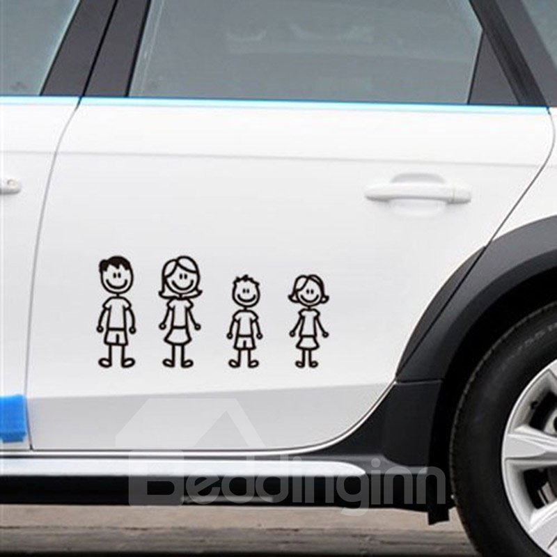 Pegatinas de coche de PET de miembro de la familia de estilo de dibujos animados