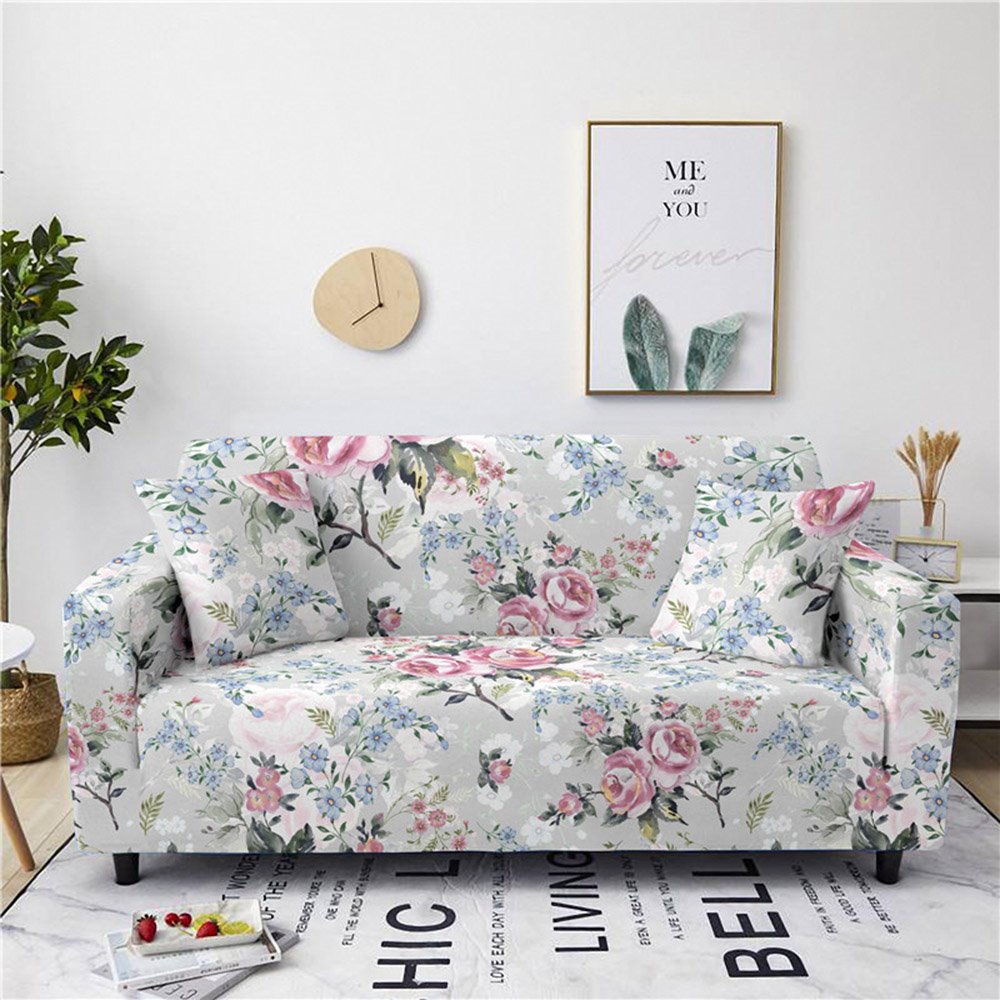 1/2/3/4 Seater Stretch Sofa Cover Floral Printed Couch Covers Slipcovers Elastic Universal Furniture Protector