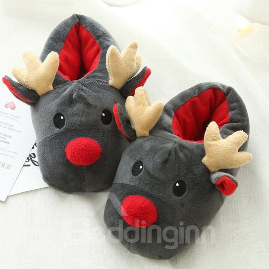 Super Soft Arctic Velvet Christmas Reindeer Slippers