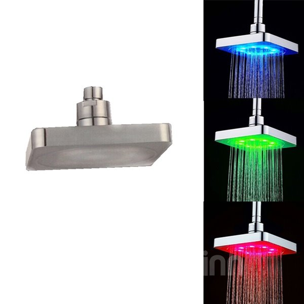 Sensor de temperatura LED montado en el techo cuadrado, cabezal de ducha de baño cambiante de 3 colores 