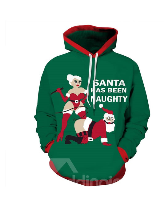 Naught Santa Christmas Long Sleeve 3D Pattern Hoodie