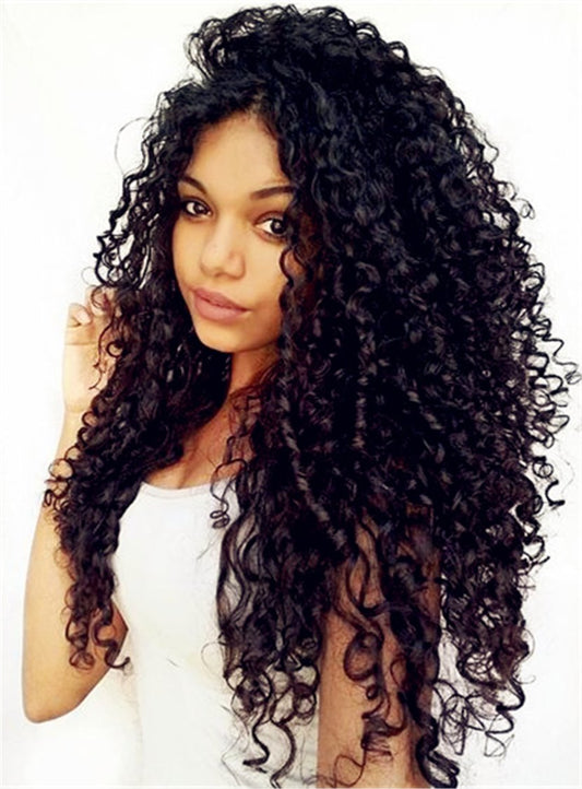 Kinky Curly Long Synthetic Hair Lace Front Cap Wig 30 Inches