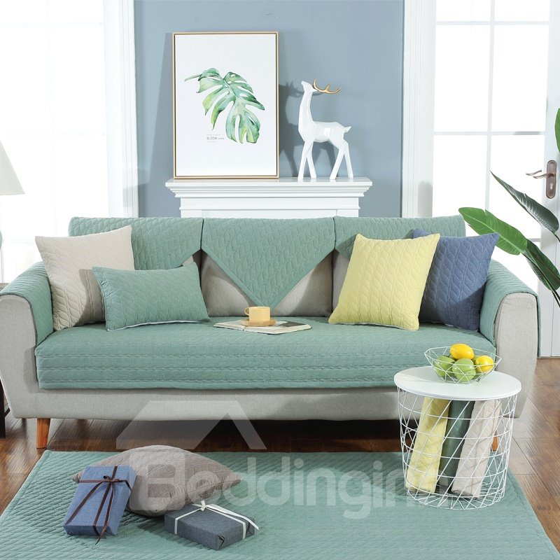 Modern Style Anti-Slip Cotton Pure Color Water Resistant Sofa Covers