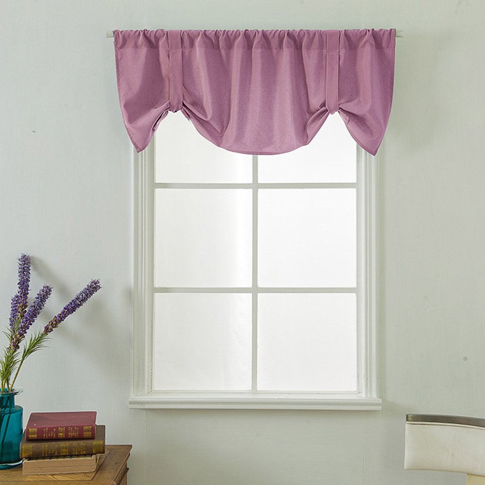 Einfarbiger Fenstervolant aus Polyester im pastoralen Stil, kurzer Vorhang für Küchen, Badezimmer, Keller und mehr
