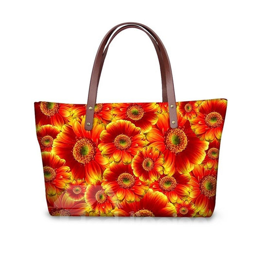 Bolsos de hombro impermeables con estampado de flores Dasiy 3D
