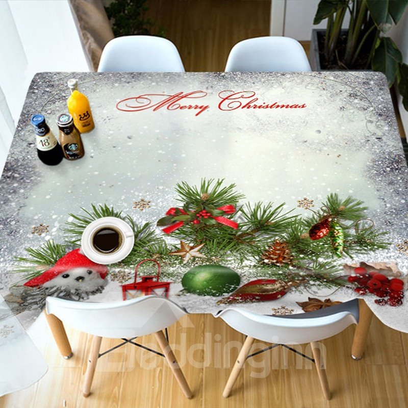 Wasserdichte weihnachtliche 3D-Tischdecke aus Polyester im europäischen Stil