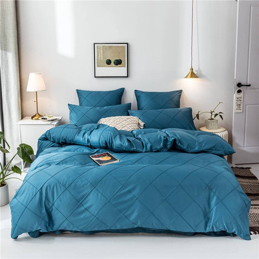 Juego de cama moderno de 4 piezas, 1 funda nórdica, 1 sábana plana, 2 fundas de almohada, poliéster de alta calidad, tamaño Twin Queen King