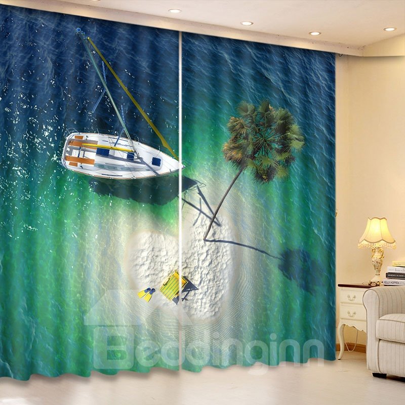 Beddinginn 3D Blackout Creative Seaside Curtain