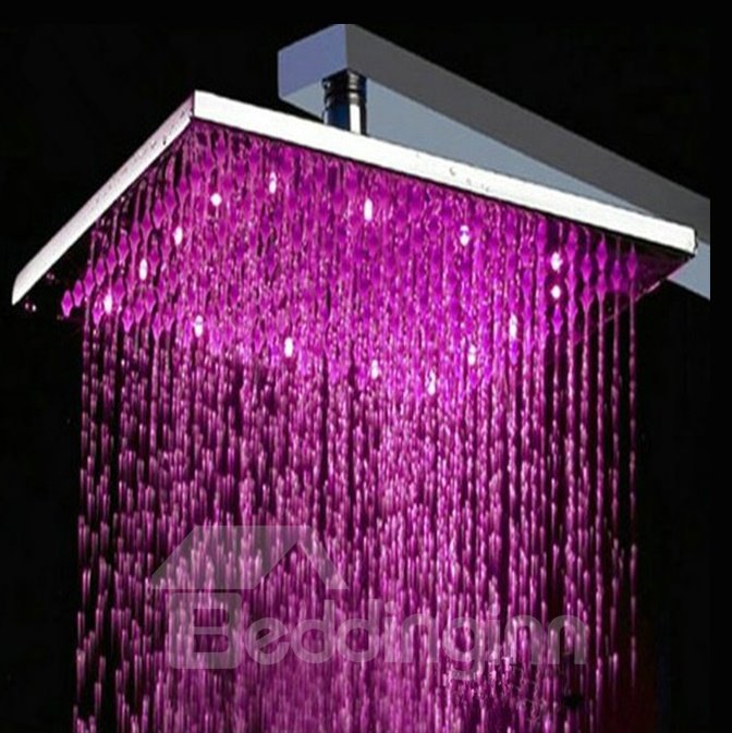 12 Inches Temperature Control LED Changing Color Pure Copper Shower Head Faucet