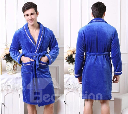 High Quality Cozy Elegant Concise Male Bathrobe