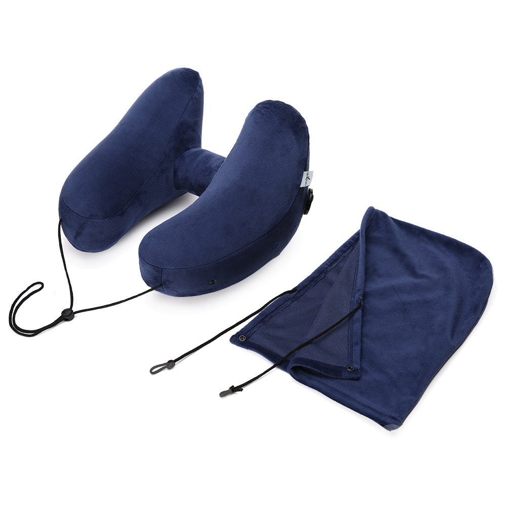 Protección de cuello inflable tipo H para aviones, almohada de viaje para coche