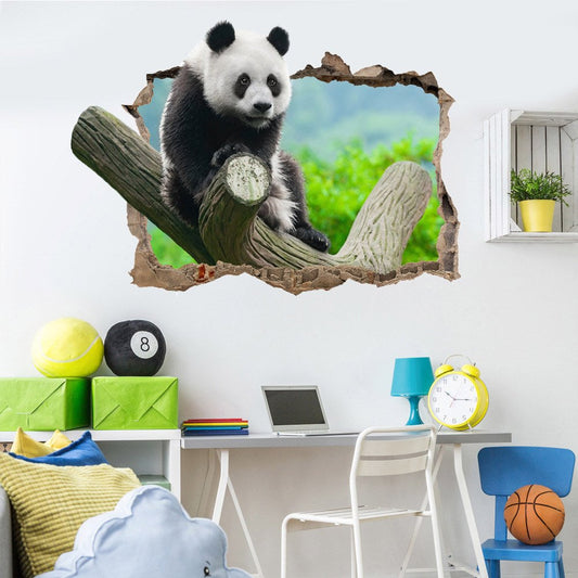 Pegatina de vinilo autoadhesiva de Panda 3D, pegatinas removibles para pared, calcomanía para decoración del hogar y dormitorio de niños 