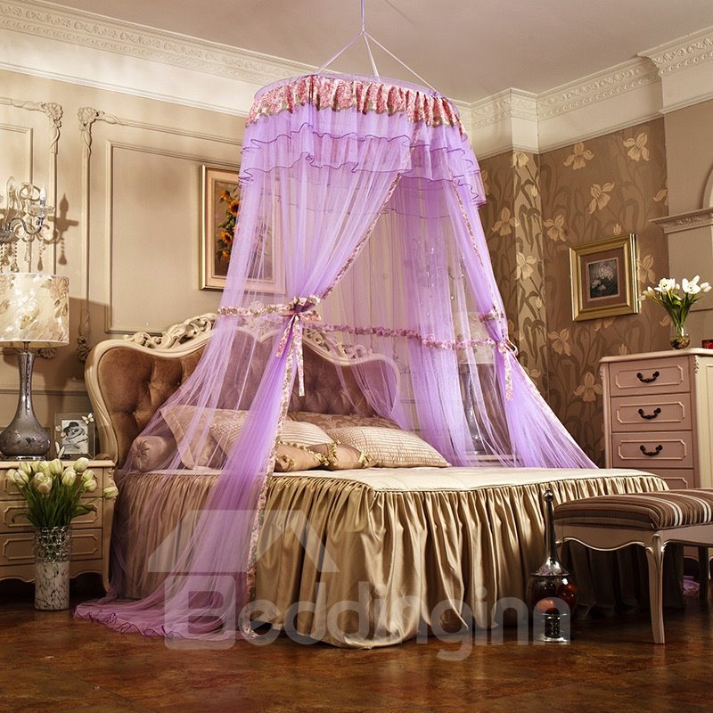 Redes/dosel de cama colgantes de poliéster con cúpula de encaje redondo estilo princesa