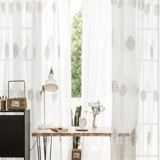 Cortina transparente personalizada de color blanco romántico y moderno para sala de estar