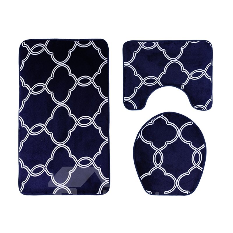 Funda para asiento de inodoro de 3 piezas con patrón simétrico geométrico