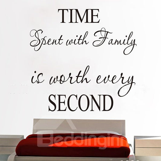 Abnehmbarer Wandaufkleber „Time with Family“ mit liebevollen Buchstaben und Worten
