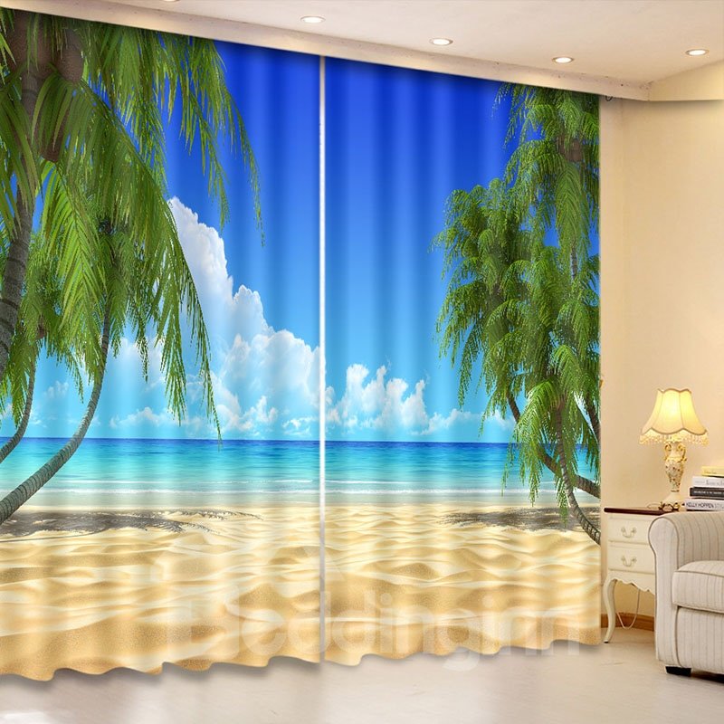 Beddinginn 3D Blackout Creative Seaside Curtain