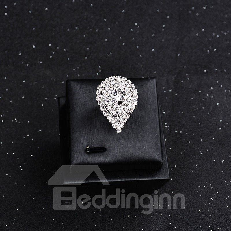 Female Alloy Water Drop Diamante Technic Korean Style Ring