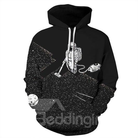 Long Sleeve Robot Cleaning the Floor Pattern 3D Painted Hoodie