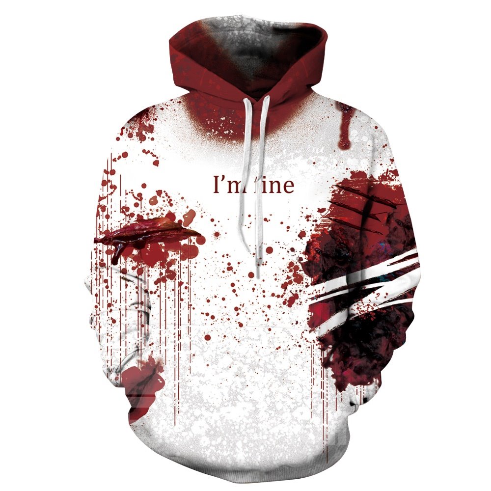 Unique Long Sleeve Bloodiness Pattern 3D Painted Hoodie