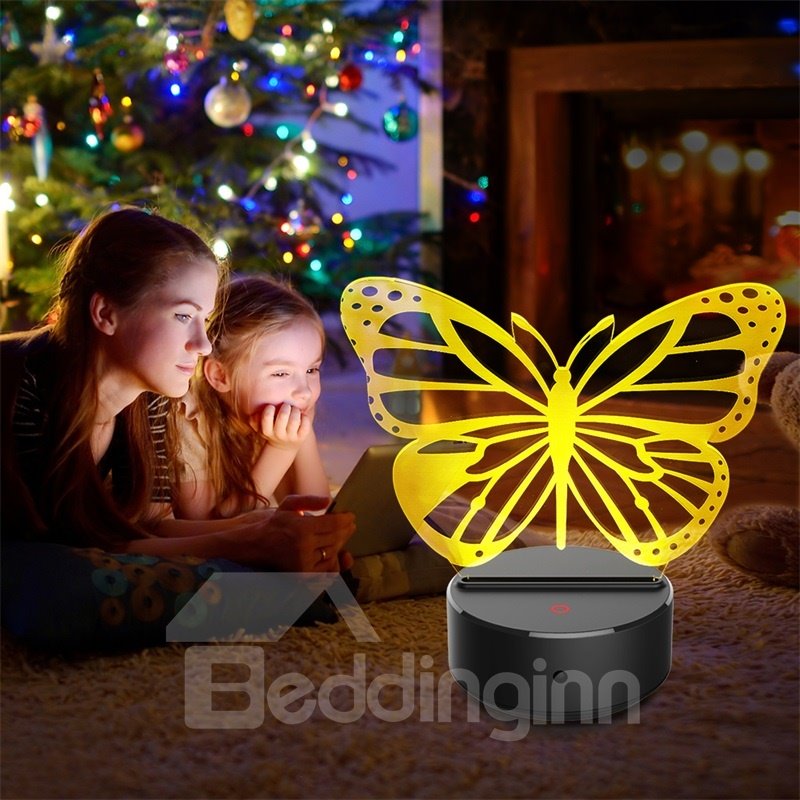 Lámpara de mesa LED con luz 3D de mariposa con control remoto de 7 colores, luz/lámpara nocturna