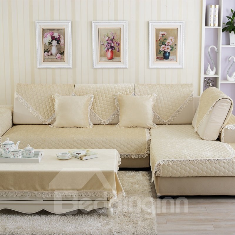 Pure Color Polyester Simple Style Wearproof Sofa Covers