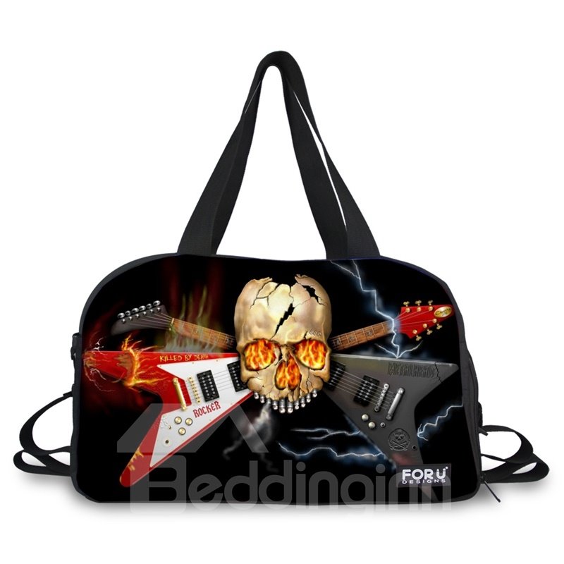 Cool Skull with Guitar Pattern 3D Painted Travel Bag