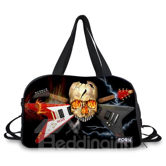 Cooler Totenkopf mit Gitarrenmuster, 3D-bemalte Reisetasche