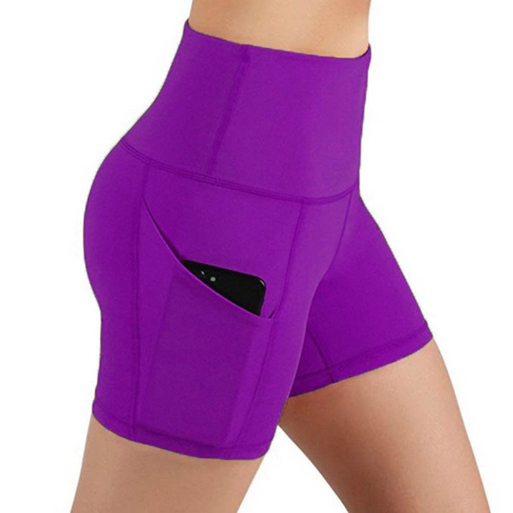 Lässige YOGA-Damen-Shorts, schnell trocknende Sport-Lauf-Workout-Shorts mit Tasche