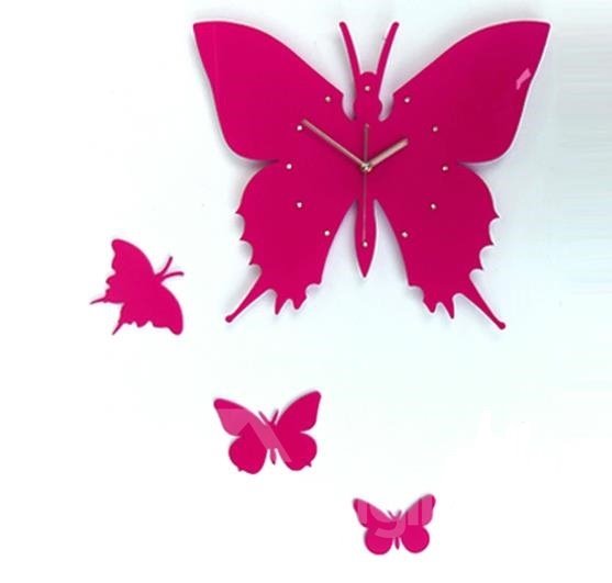 Reloj de pared con forma de mariposa hermosa negra de diseño moderno 