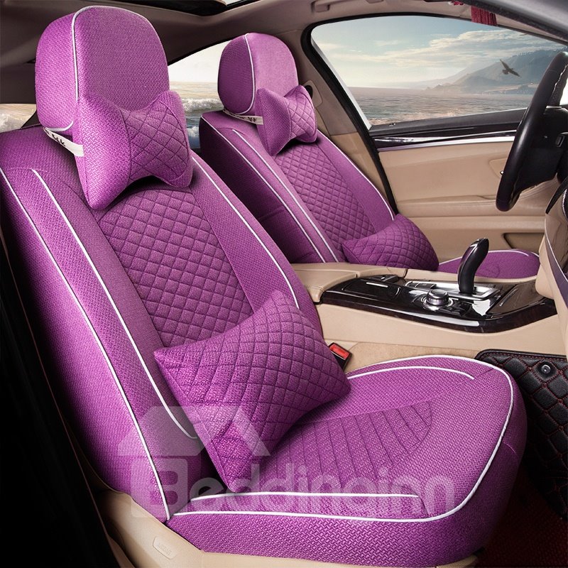 Sports Style Plaid with Trims Design Custom Car Seat Cover
