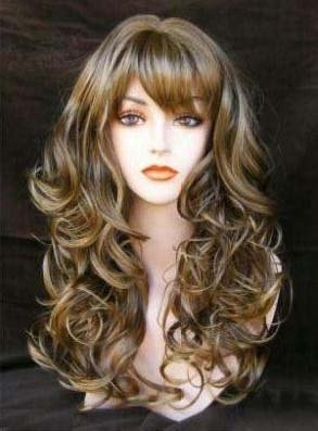 New Sexy Fasinating Long Wavy Mixed Brown Synthetic Hair Capless Wig 22 Inches