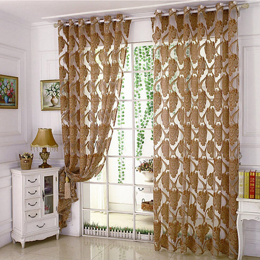 European Style Embroidery Sheer Curtains for Living Room Bedroom Decoration Custom 2 Panels Breathable Voile Drapes No Pilling No Fading No off-lining Polyester