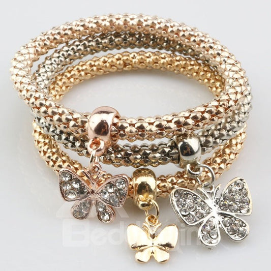 Pulsera envolvente modesta con diseño de mariposa brillante de múltiples capas