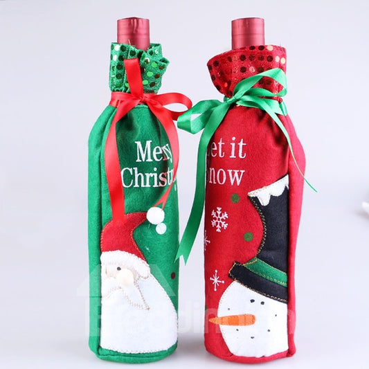 Fundas navideñas para botellas de vino de Papá Noel y muñeco de nieve para decoración de cena, fiesta y cocina