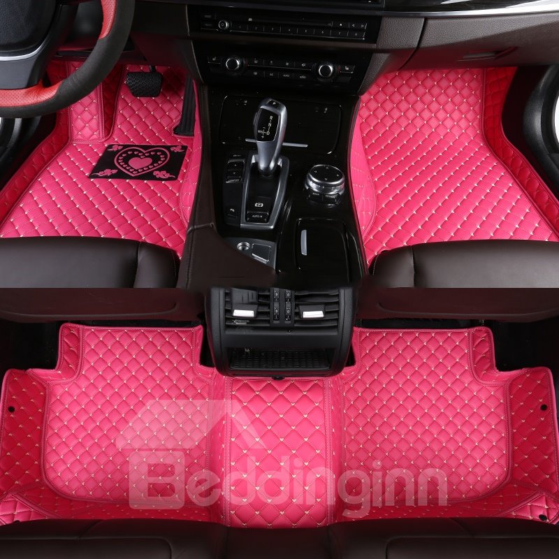 With Heart-shaped Pattern PVC Leather Waterproof Custom Fit Car Floor Mat