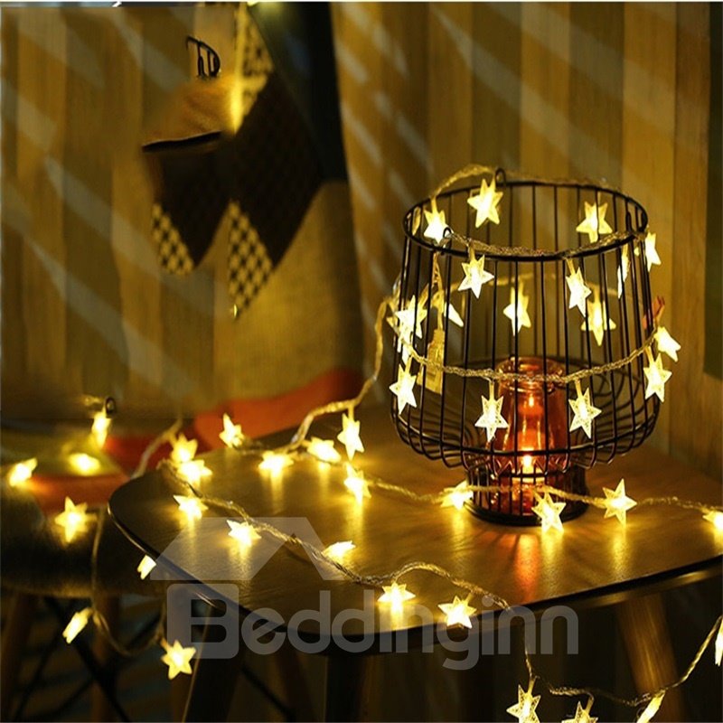 Romantische und hübsche, einfarbige oder farbenfrohe Sternen-Festivalraum-Tür- und Baum-LED-Lichterketten