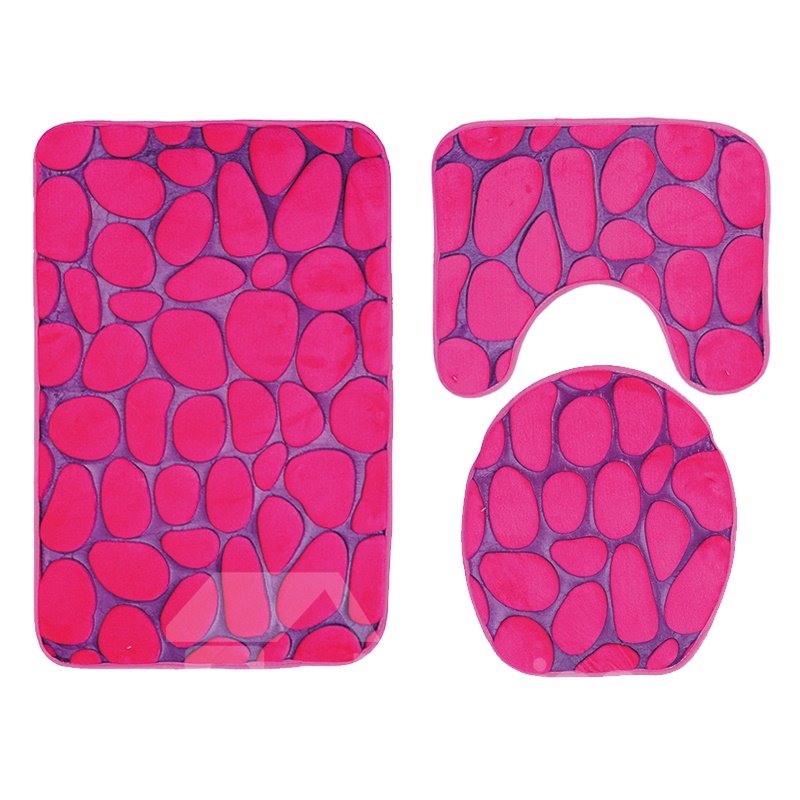 3D Pebble Toilet Mat 3-Piece Toilet Seat Cover
