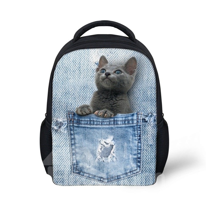 3D Grown Cat Sitting in the Pocket Polyester Outdoor Backpack