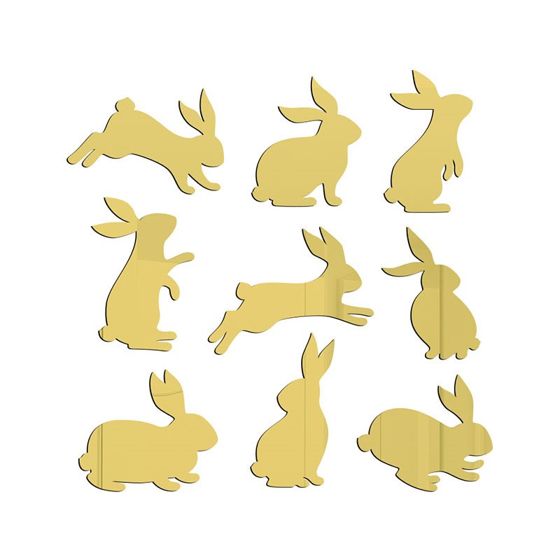 Pegatinas de pared acrílicas 3D de conejito de Pascua, decoraciones de pared autoadhesivas extraíbles DIY