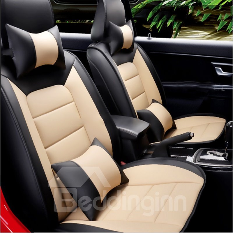 Top Leather Simple Design Stitching Color Front Single-seat Universal Car Seat Cover Fit for Sedan SUV and Trucks