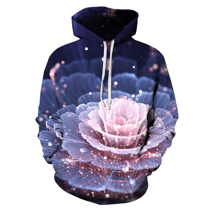 3D Lotus Pullover Loose Men's Hoodies Adjustable Drawstring Huge Front Kangaroo Pocket Soft and Comfortable Material Smooth Milk Silk Touch