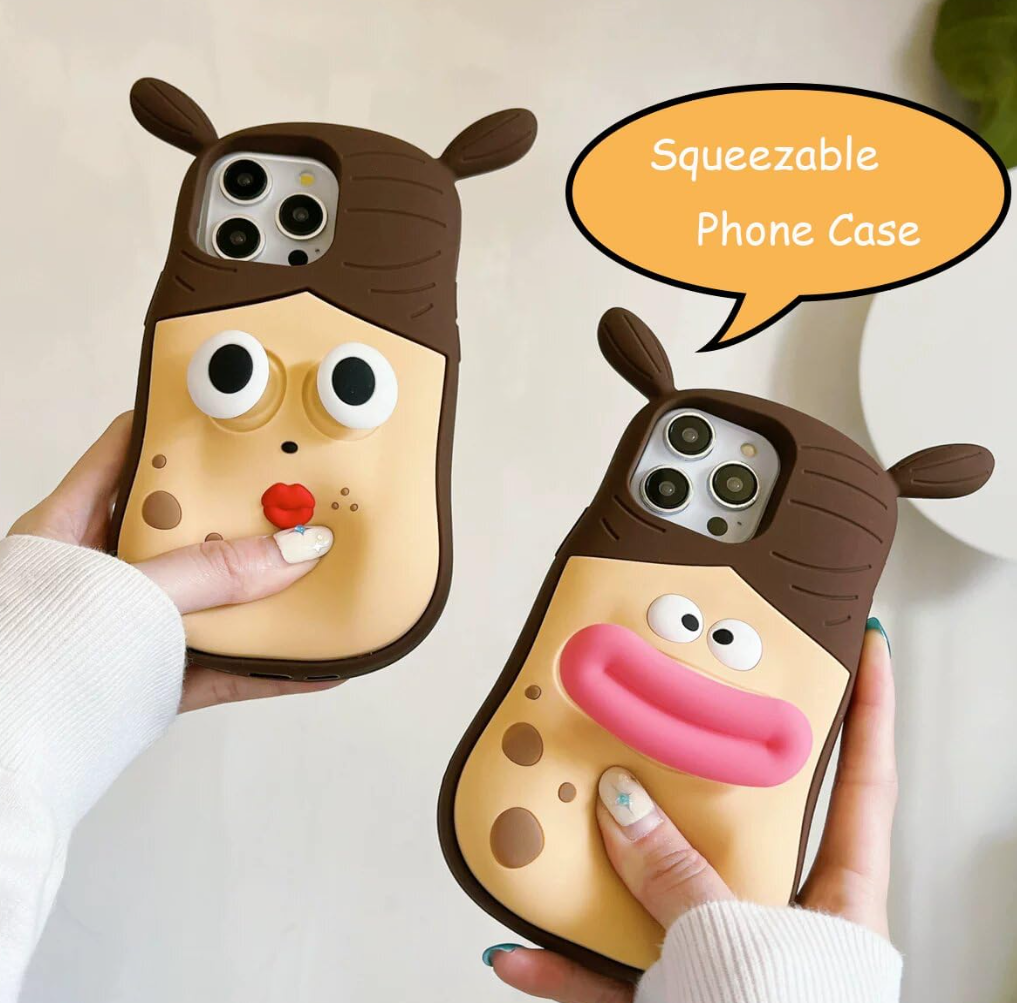 Case Compatible with iPhone 15 Pro Max,Cute 3D Kawaii Funny Braided Sausage Mouth Girl Cartoon Cover with Keychain Soft Silicone Gel Drop Protector Women Girls