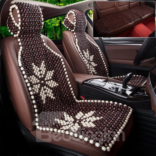 Cubierta de asiento de coche individual universal con cuentas de madera con patrón geométrico de estilo moderno