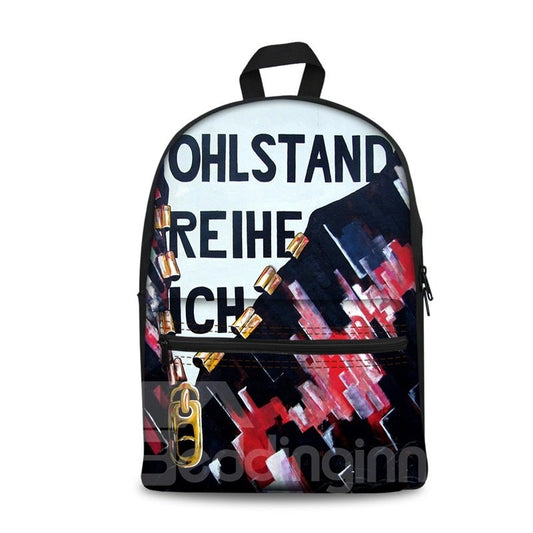 3D Abstract Zipper and Letters Pattern School Outdoor for Man&Woman Backpack