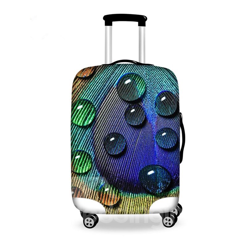 Cubierta de equipaje pintada en 3D con diseño de gota de rocío vívida y plumas 