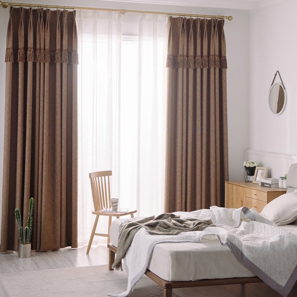 Cortinas modernas de lino de color puro, cortinas opacas plisadas de doble pellizco, 2 paneles personalizados, cortinas para la decoración del dormitorio de la sala de estar, sin pelusas, sin decoloración, sin forro 