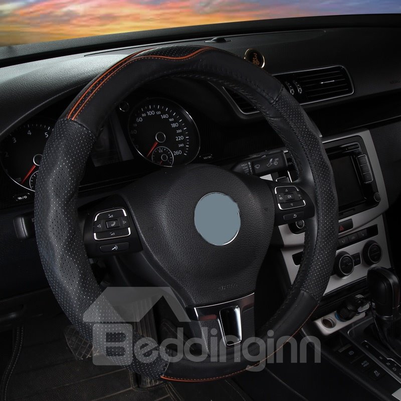 Simple Style Leather Color Block Steering Wheel Cover