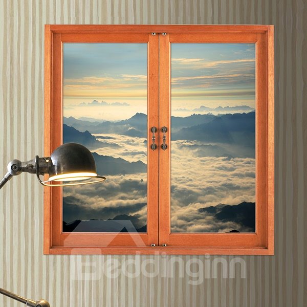 Amazing Window View Fairyland Sea of Clouds 3D Wall Sticker