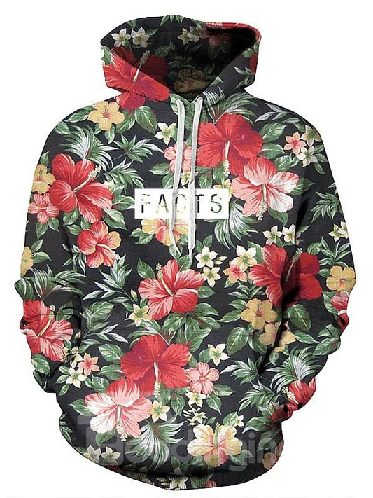 Pretty Long Sleeve Floral Pattern 3D Painted Hoodie